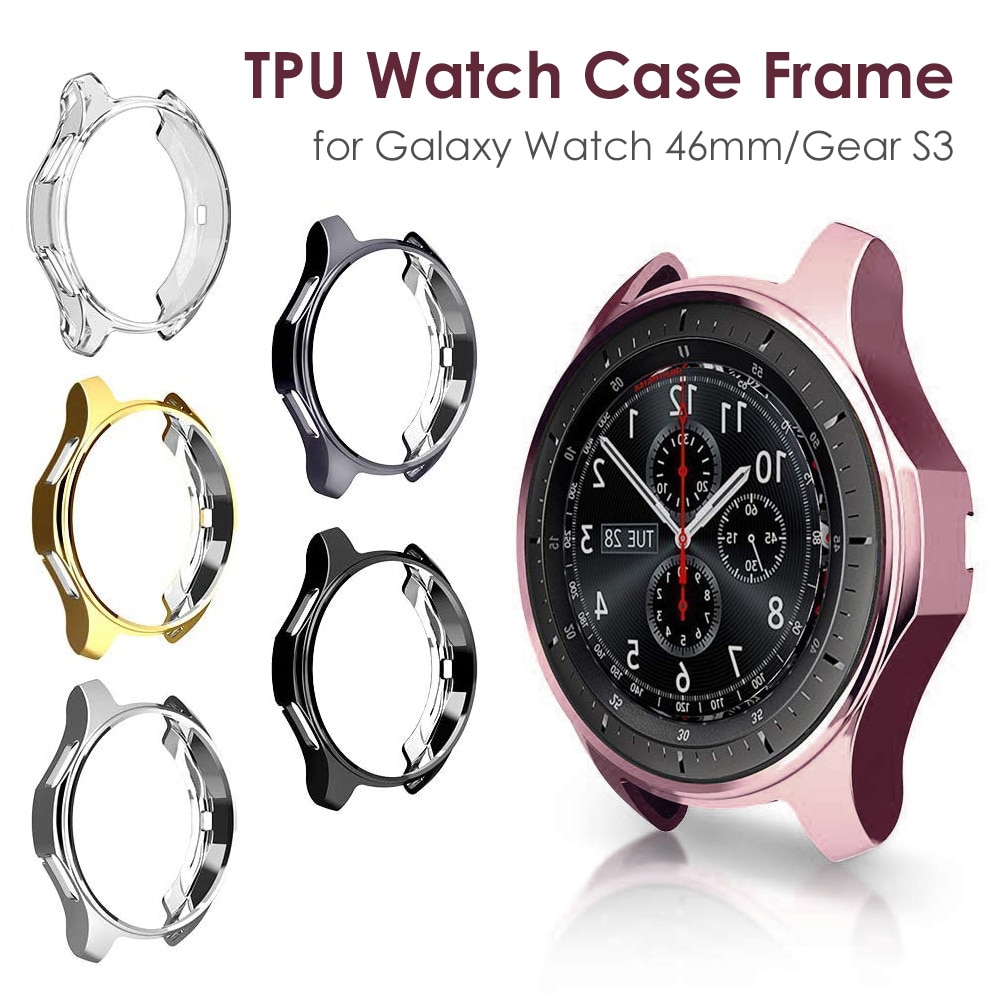Case for Samsung Galaxy Watch 46mm Cases & Gear S3 Frontier Soft TPU Smart Shockproof Case Cover Bumper Protector Frame Plated
