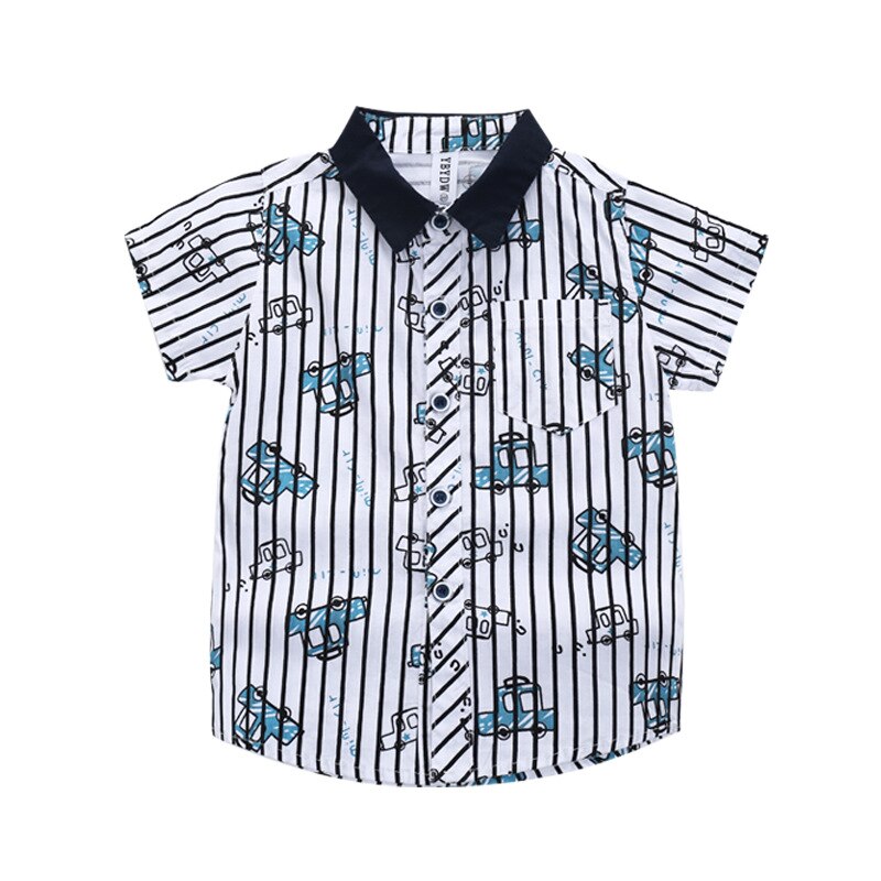 Kinder kurzarm Shirt Trend kinder Kleidung Koreanische Druck Hemd Kinder Kleidung der Junge Sommer Hemd: Cyan stripes / 120CM