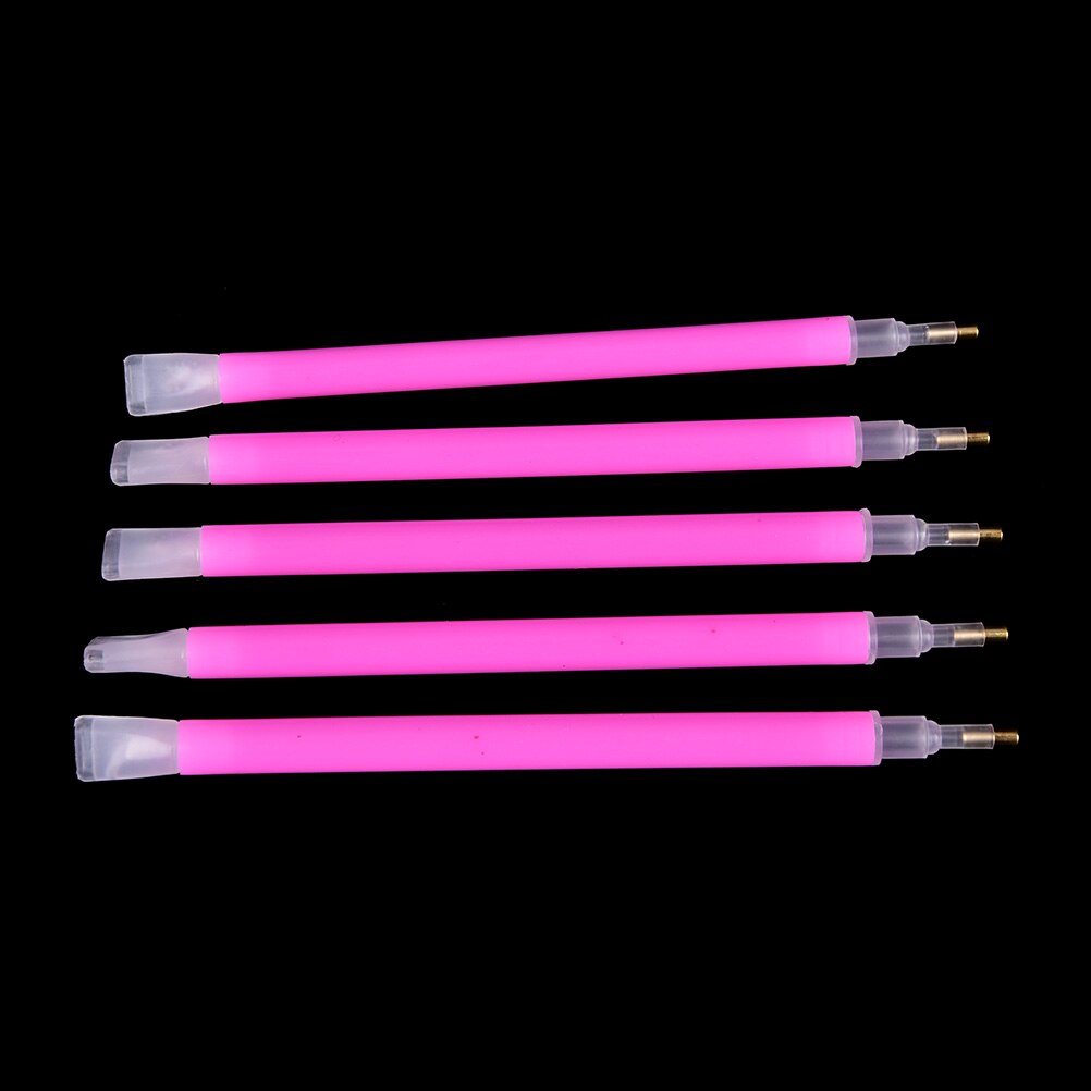 5Pcs/lot Dual-ended Nail Rhinestone Bead Picker Pink Gem Strass Picker Dotting Pen Manicure DIY Nail Art Pick Up Tool