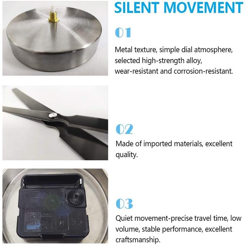 Gran reloj de pared de cuarzo 3D moderno mudo de cocina decorativos relojes espejo pegatina etiqueta de Metal grande relojes elementos de decoración para oficina hogar