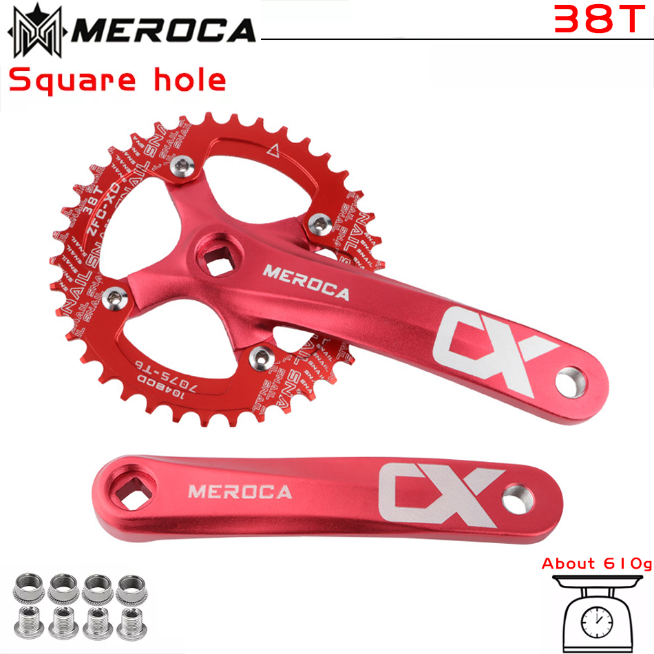 MEROCA Bicycle Crank Chainwheel 104BCD MTB Bike Crankset Aluminum Alloy with Bottom 170mm Crank Black 32/34/36/38/40/42T Plate:  Light Yellow