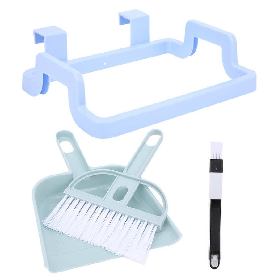 4 unids/set Mini Kit de herramientas de limpieza porta bolsa de basura cepillo de teclado escritorio escoba recogedor para uso en el hogar