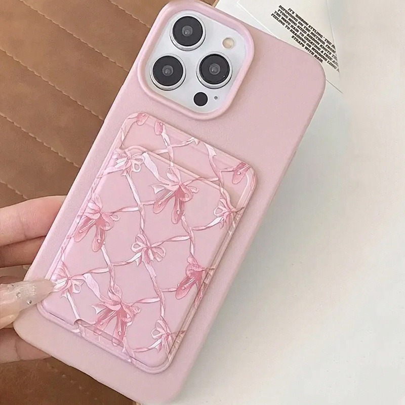 For iPhone 15 Pro Max Case Cute Bow Silicone Case For iPhone 11 12 13 14 15 16 XS XR X 16E 7 8 Plus Wallet Card Bag Holder Cover