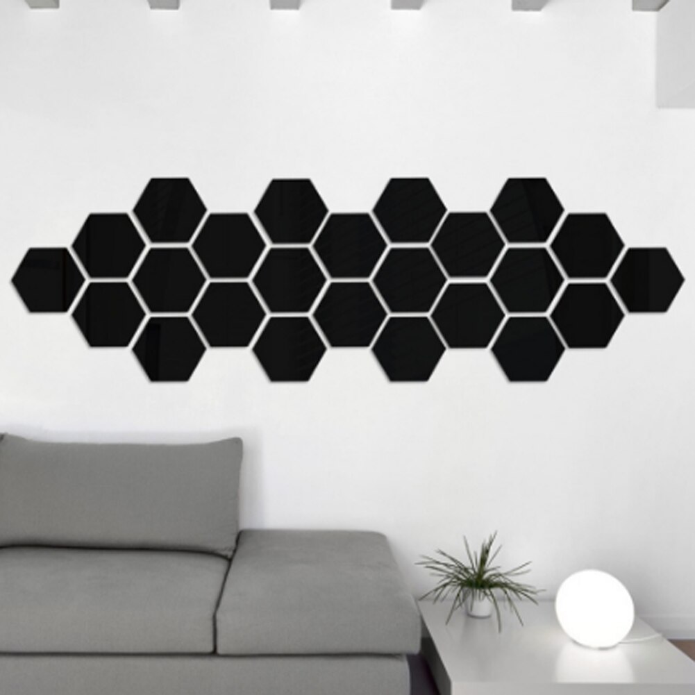 1PC DIY 3D Mirror Wall Sticker Hexagon Stereoscopic Decorative Mirror Wall Stickers Living Room Decor Art Wall Decoration