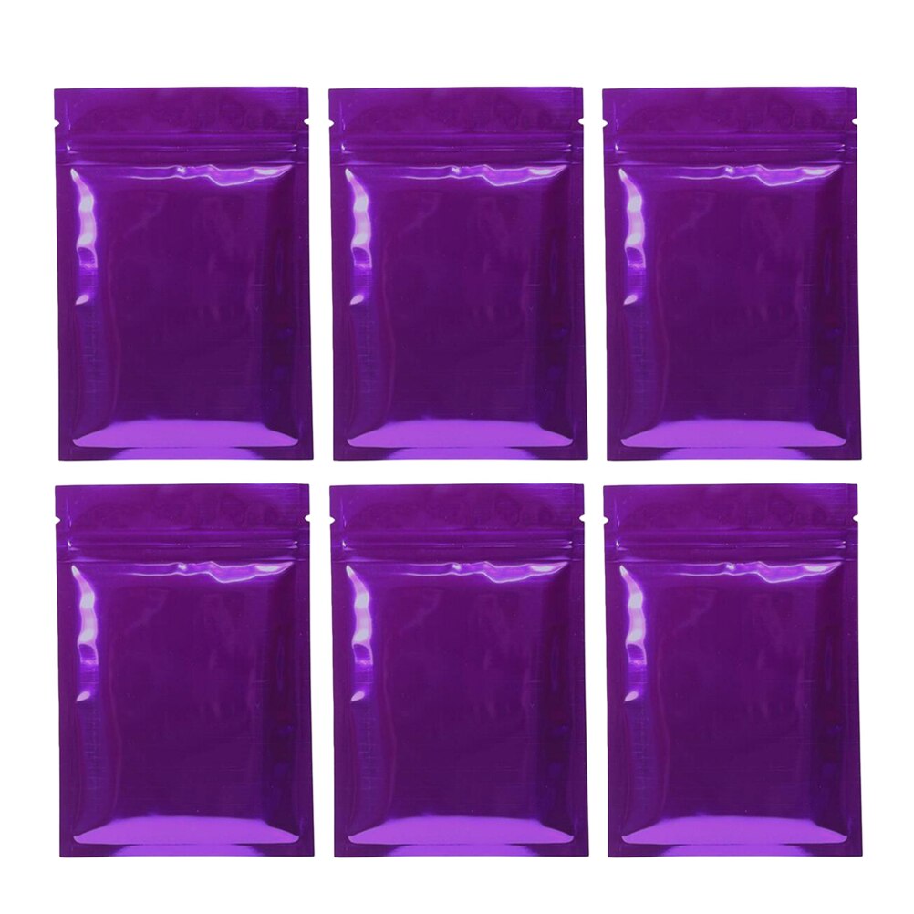 100PCS Aluminum Foil Reusable Food Storage Pouches Packaging Bags Bags for Cookies Snacks Coffee: Puple9x13cm