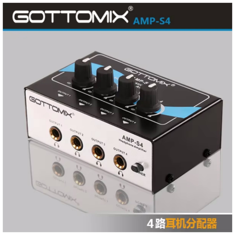 Neueste Gottomix AMP-S4 Professionelle 4-kanal Kopfhörer Verstärker Kopfhörer Split Kopfhörer Splitter Amp Für Aufnahme Studio