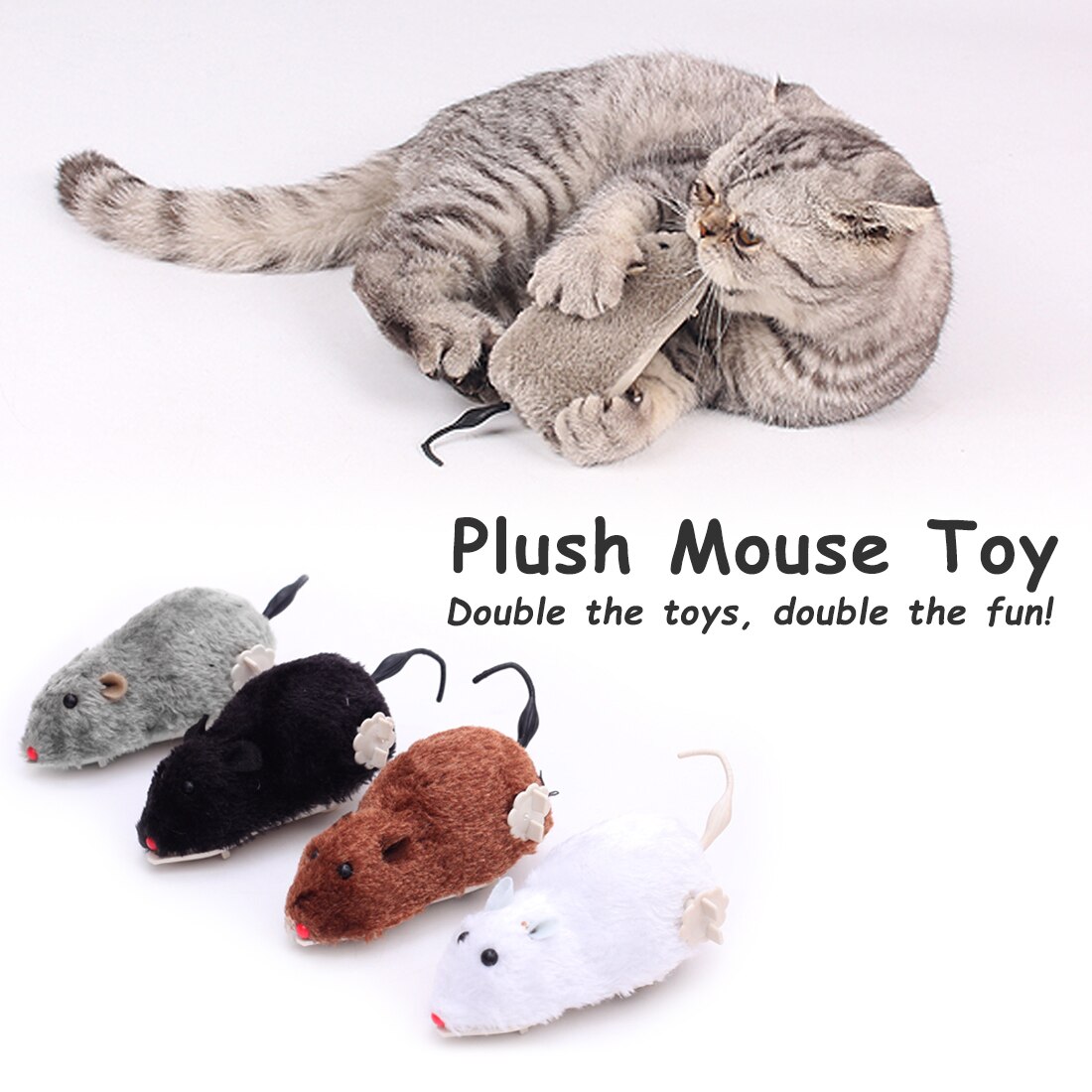 horloge puissance en peluche souris jouet chat chien jouant jouet mécanique mouvement Rat souris artificielle accessoires pour animaux de compagnie