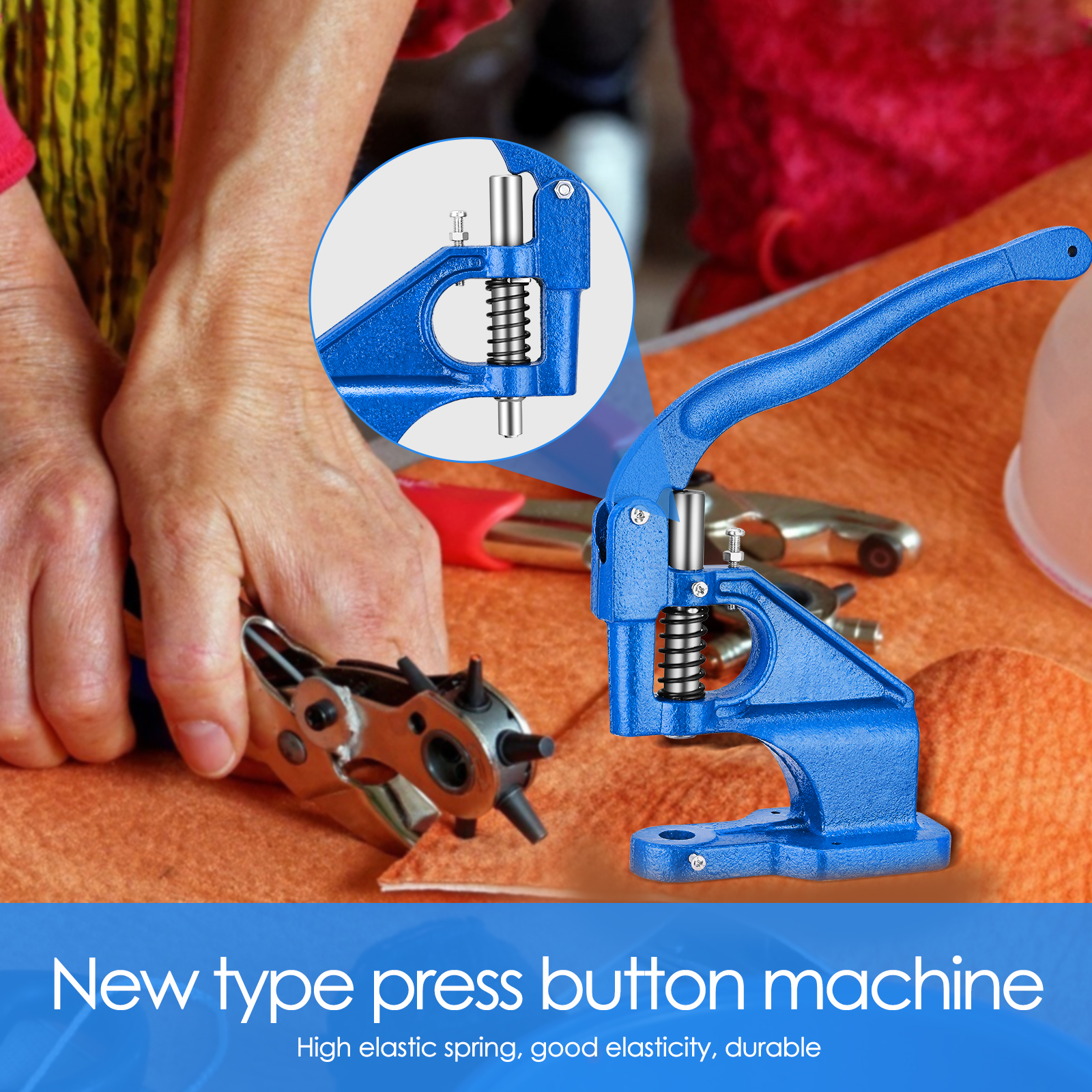 Heavy Duty Hand Press Grommet Eyelet Machine Hole Punch Tool Kit Including Grommet Machine Sliver Grommets Snap Buttons Craft