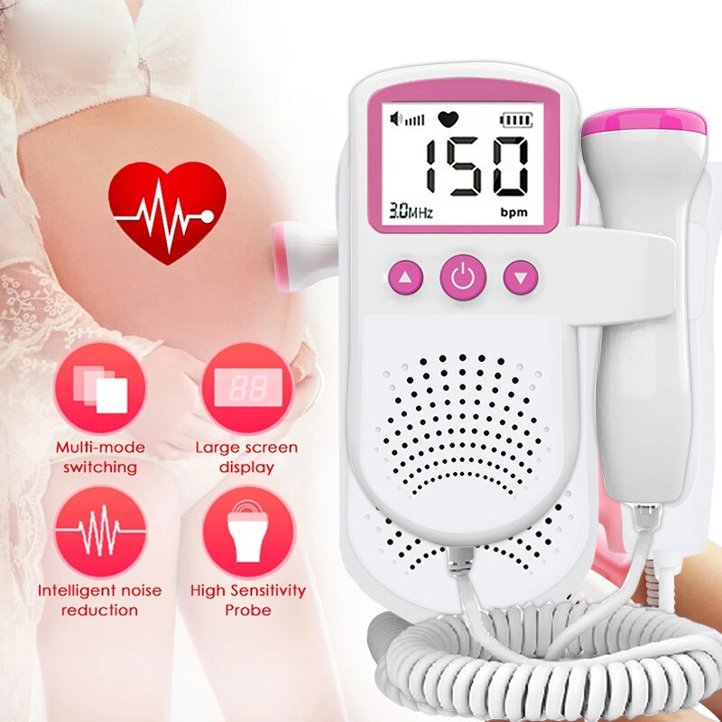 Foetale Doppler 3.0 Ultrasound Geluid Baby Heartbeat Monitor Detector Lcd Digitale Prenatale Pocket Fetal Doppler