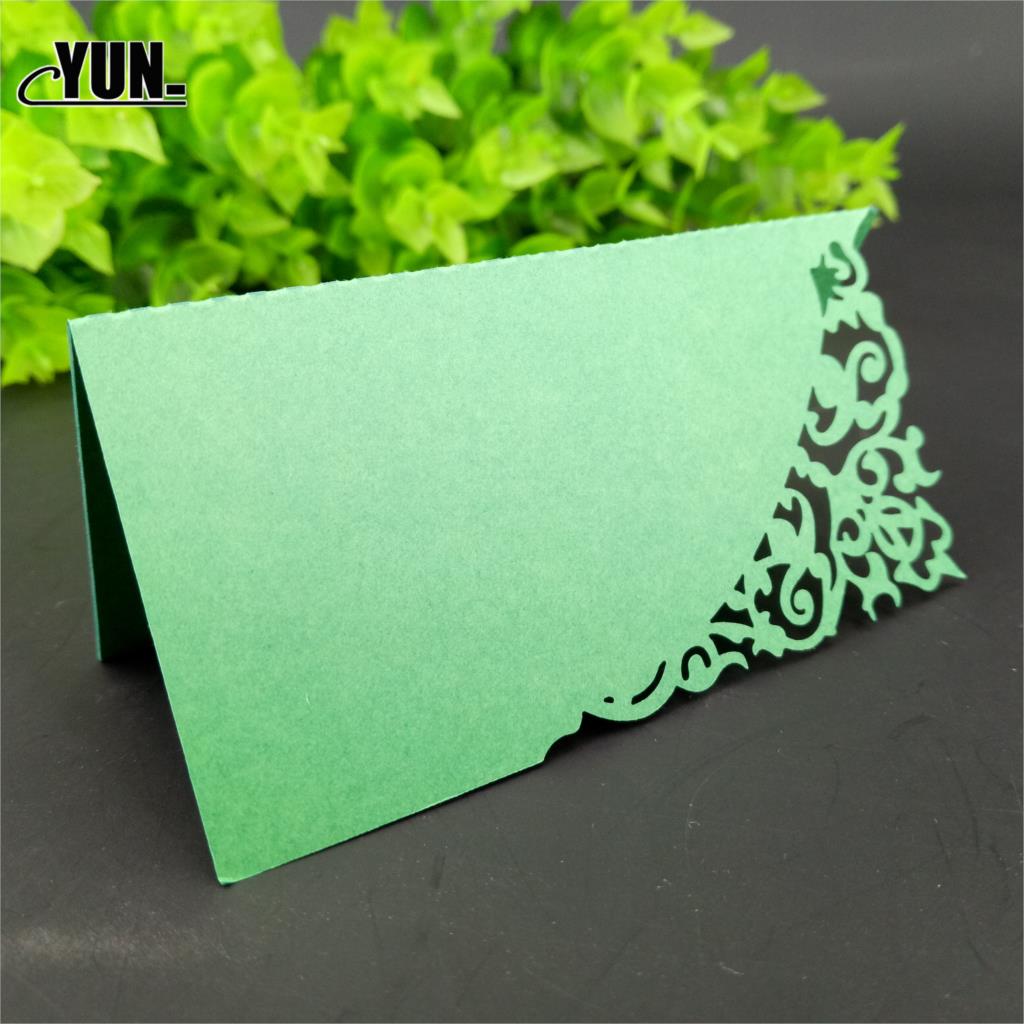 10pc Perlglanz Spitze Name Ort Karten Hochzeit Dekoration Tabelle Dekor Tabelle Name Nachricht Gruß Karte Party Weihnachten Lieferungen: hell Grün