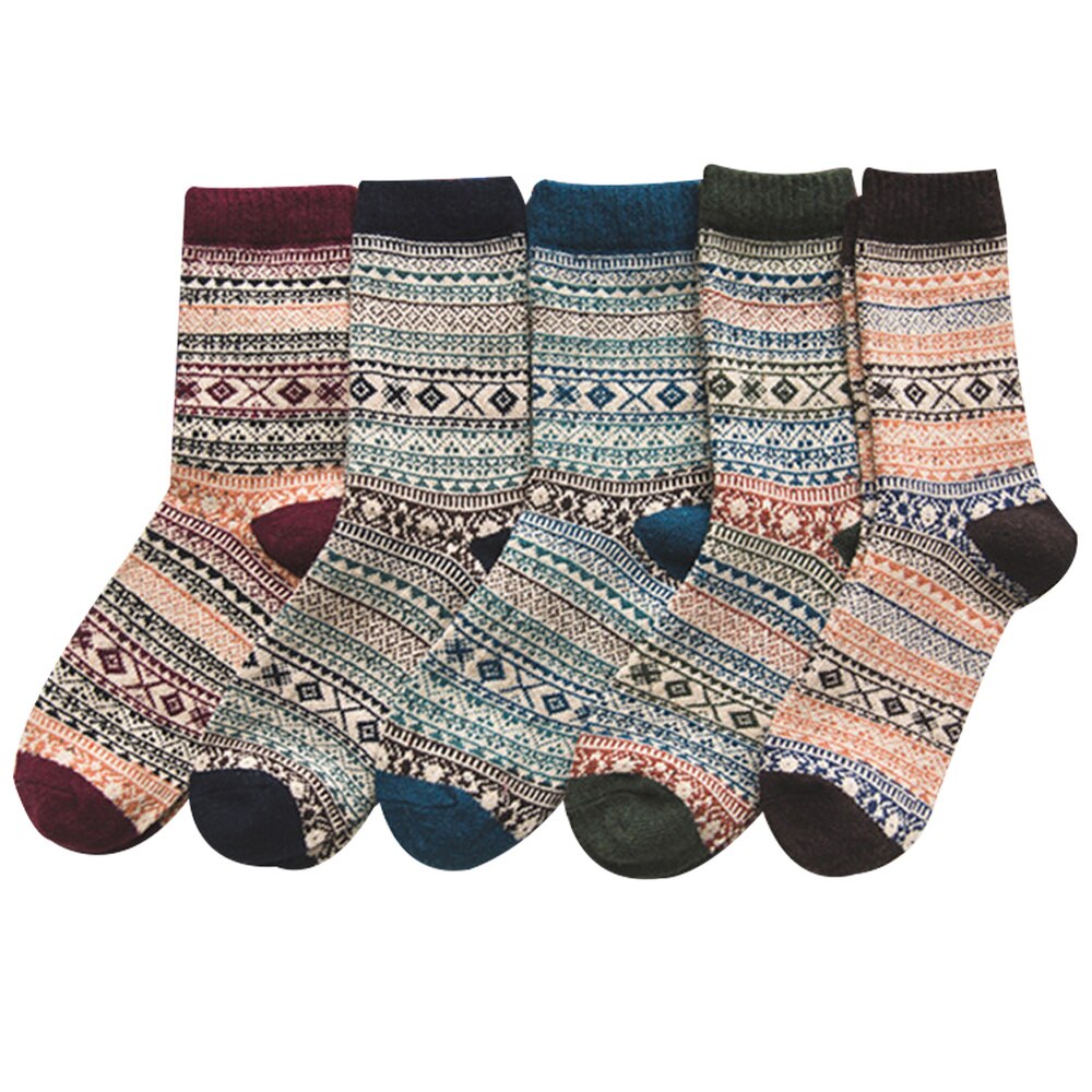 5 par varme lette lette komfortable etniske holdbare genanvendelige uldsokker sokker sprots sokker mand borfriends: Default Title