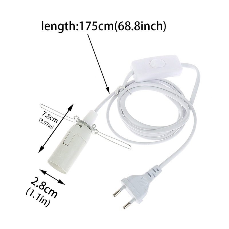 Base de lampe à douille avec fil de commutation pour ampoule LED, support de suspension de lampe à main, câble de rette d'alimentation UE, E14, 1.8m