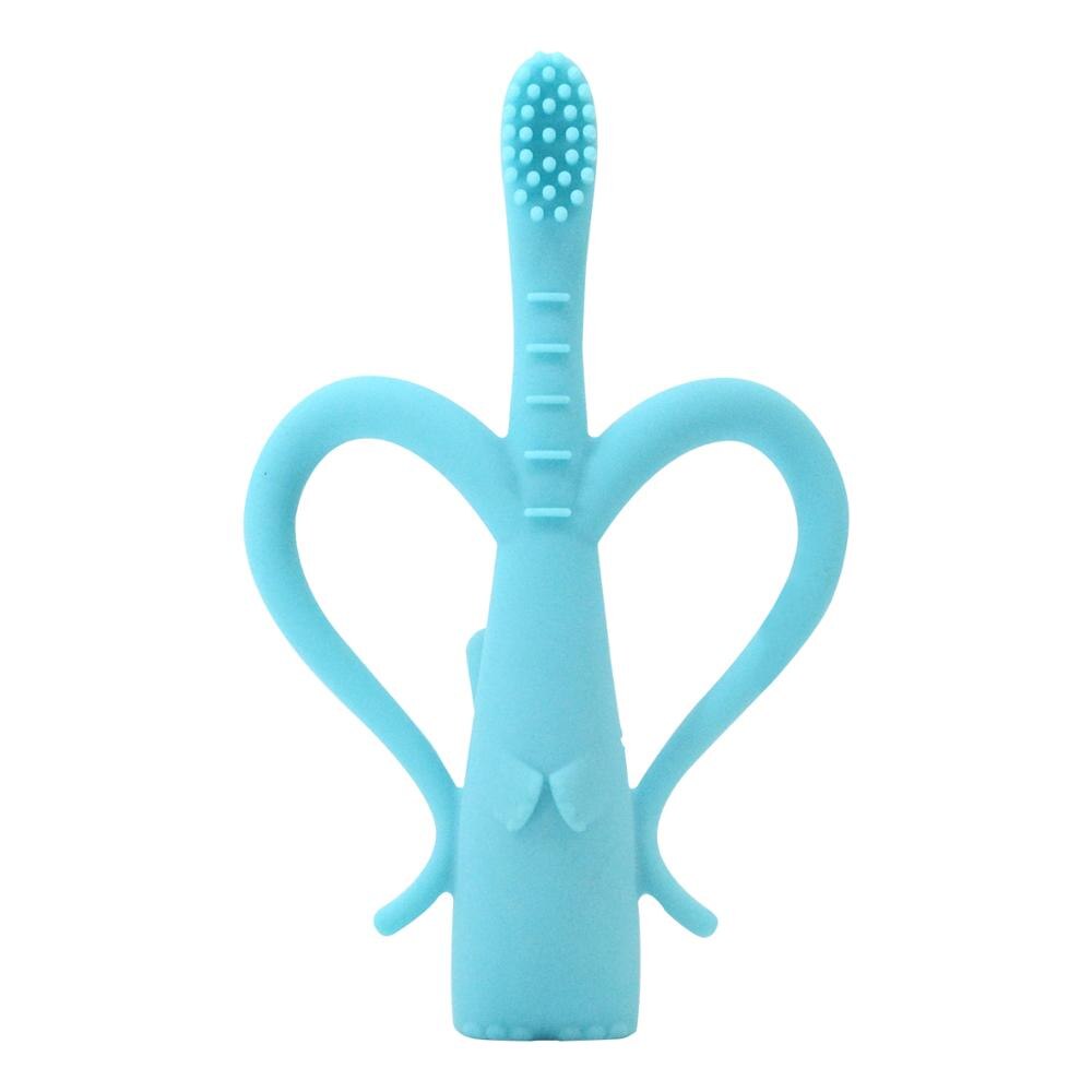 Baby Silicone Elephant Toothbrush Baby Training Silicone Super Soft Head Cute Toothbrush Set Protect Oral Care Tools: 1 pcs sign color