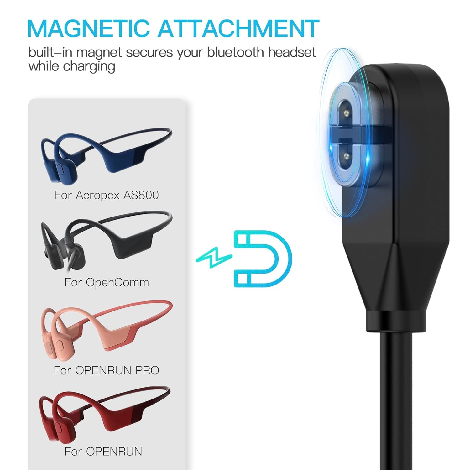 1 m langes USB-Ladekabel, kompatibel mit Aftershokz Aeropex wie800 Shokz OpenRun OpenRun Mini/Profi OpenComm Knochenleitungskopfhörern