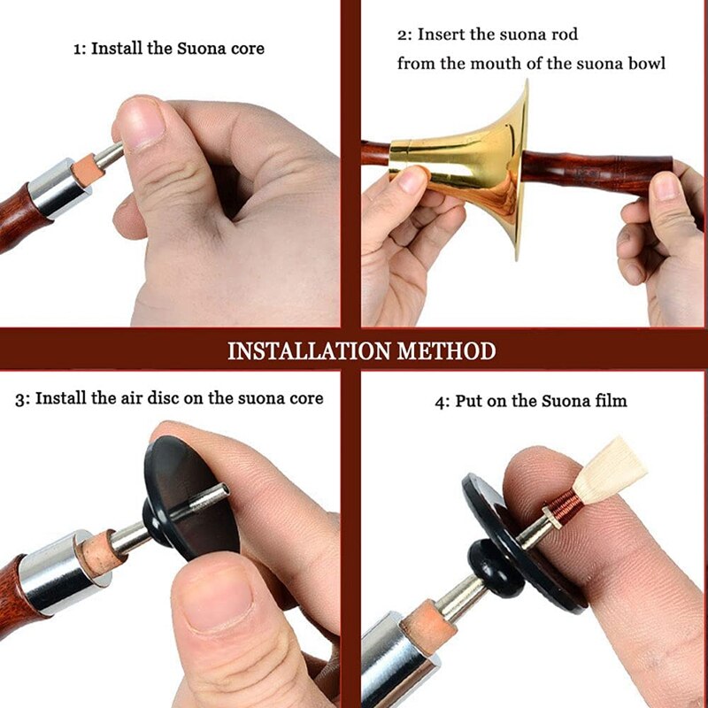 Chinese Folk Wind Musical Instrument Suona Rosewood Rod Hand-Made Instrument Suona Key of G