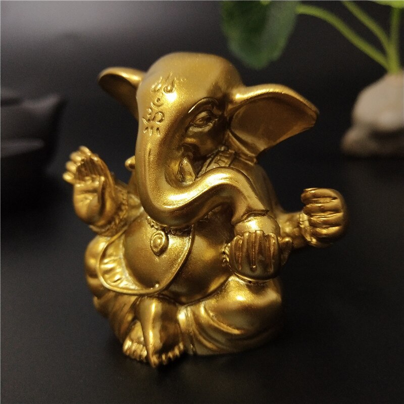 Gyllene elefant gud lord ganesha buddha staty indisk ganesh skulptur figurer ornament hem trädgård buddha dekoration statyer