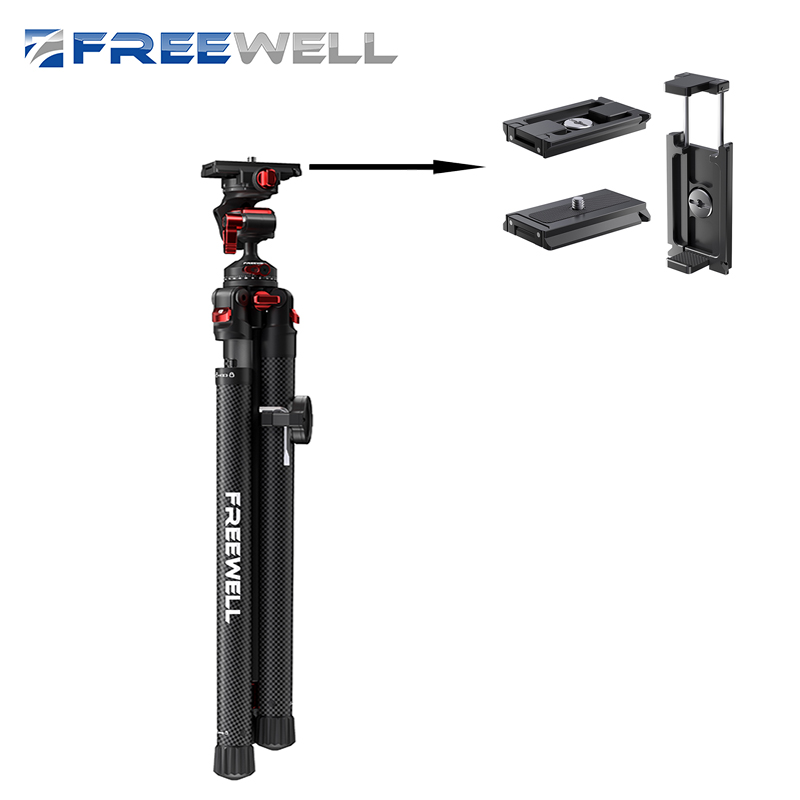 Freewell stativ arca-swiss hurtigudløserplade med smartphoneholder kompatibelt fototilbehør