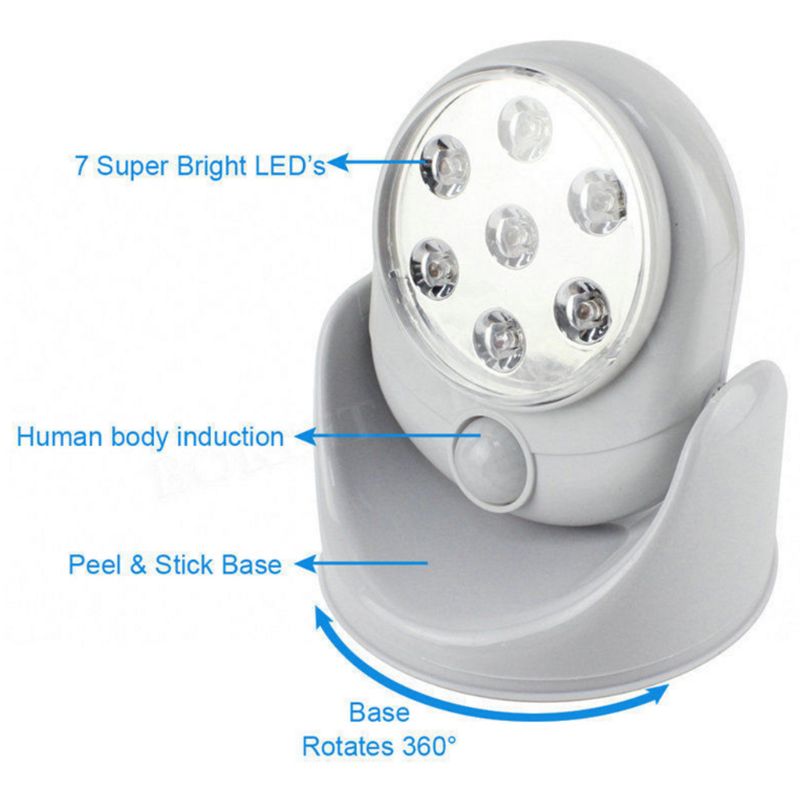 Wireless Infrared Motion Sensor Light 360 Degree Rotary Toilet Wall Night Lamp