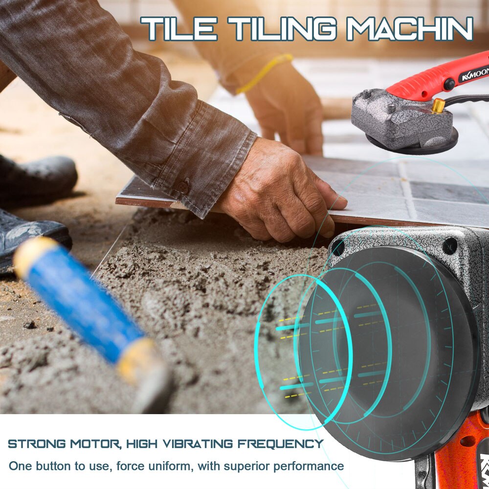 10-150Hz Tile Tiling Machine Wall Floor Tiles Laying Vibrating Tool with 100*100mm Suction Cup One-handed Tile Tiling Machine