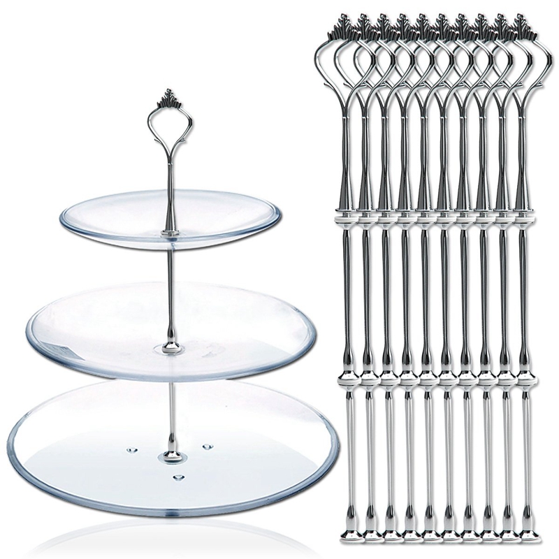 10 x Sets 2 or 3 Tier Cake Plate Stand Fittings Silver Plate Stands