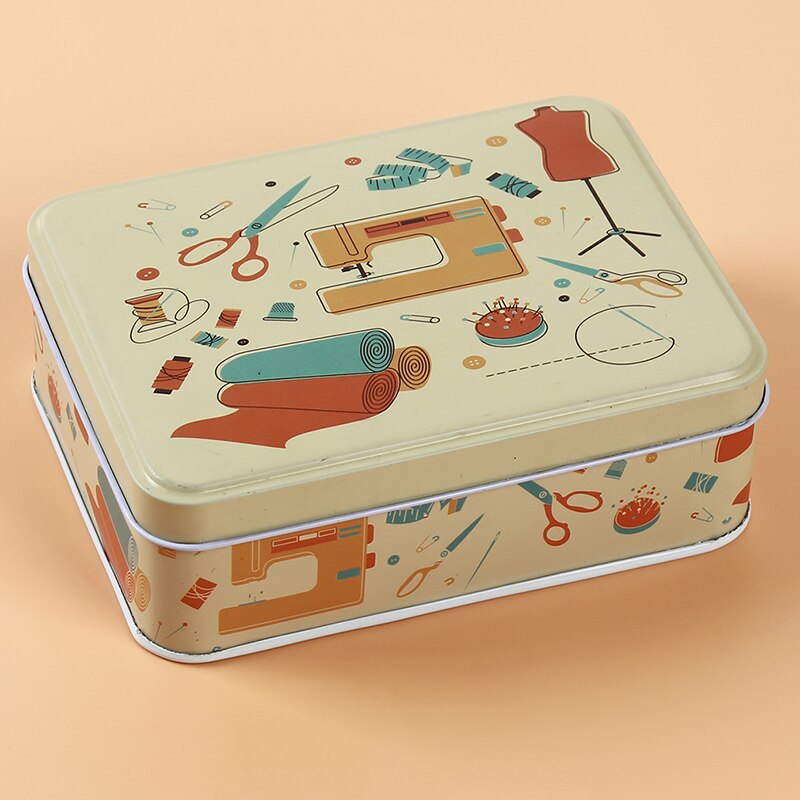 Popular Metal Iron Box Cosmetic Box Sewing Kit Tin Box Thread Stitching Embroidery Craft Sewing Kits Home Organizer