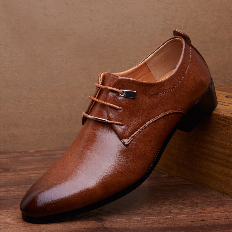 Spring Autumn Men Leather Oxford Shoes Men Dress Business Shoes Formal Shoes Pointy Shoes Big Size 38-45: Brown / 11