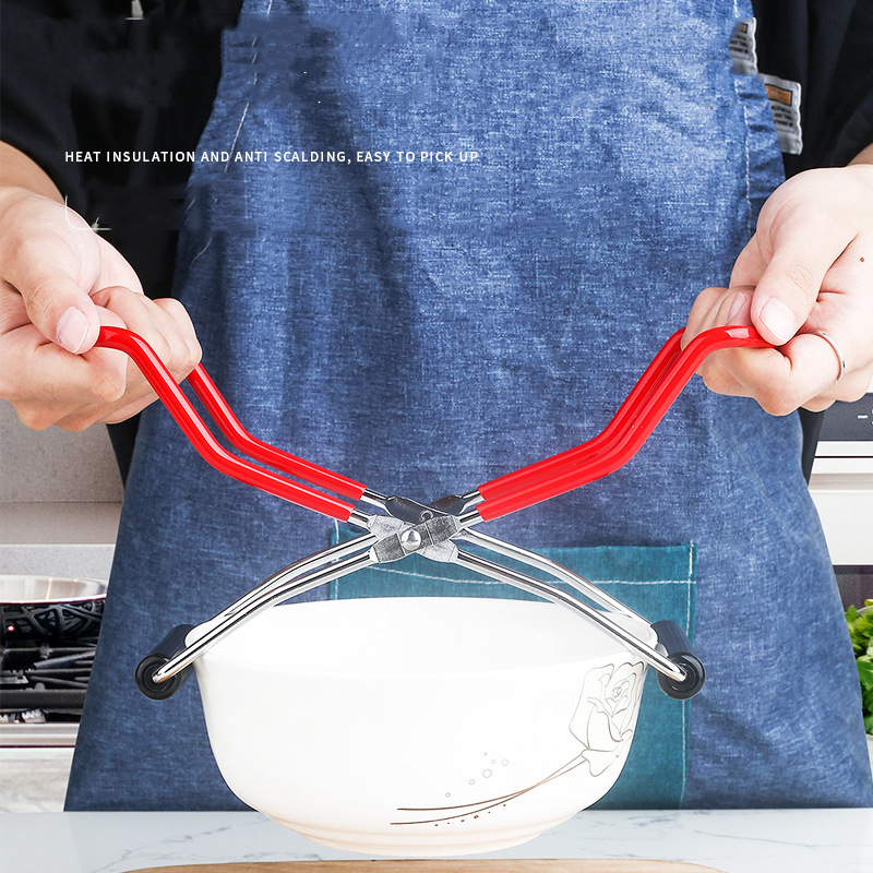 Pinzas elevadoras para tarros de conservas, pinzas para latas de acero inoxidable con mango de agarre, soporte para botellas de vidrio antideslizante resistente al calor, herramienta de cocina