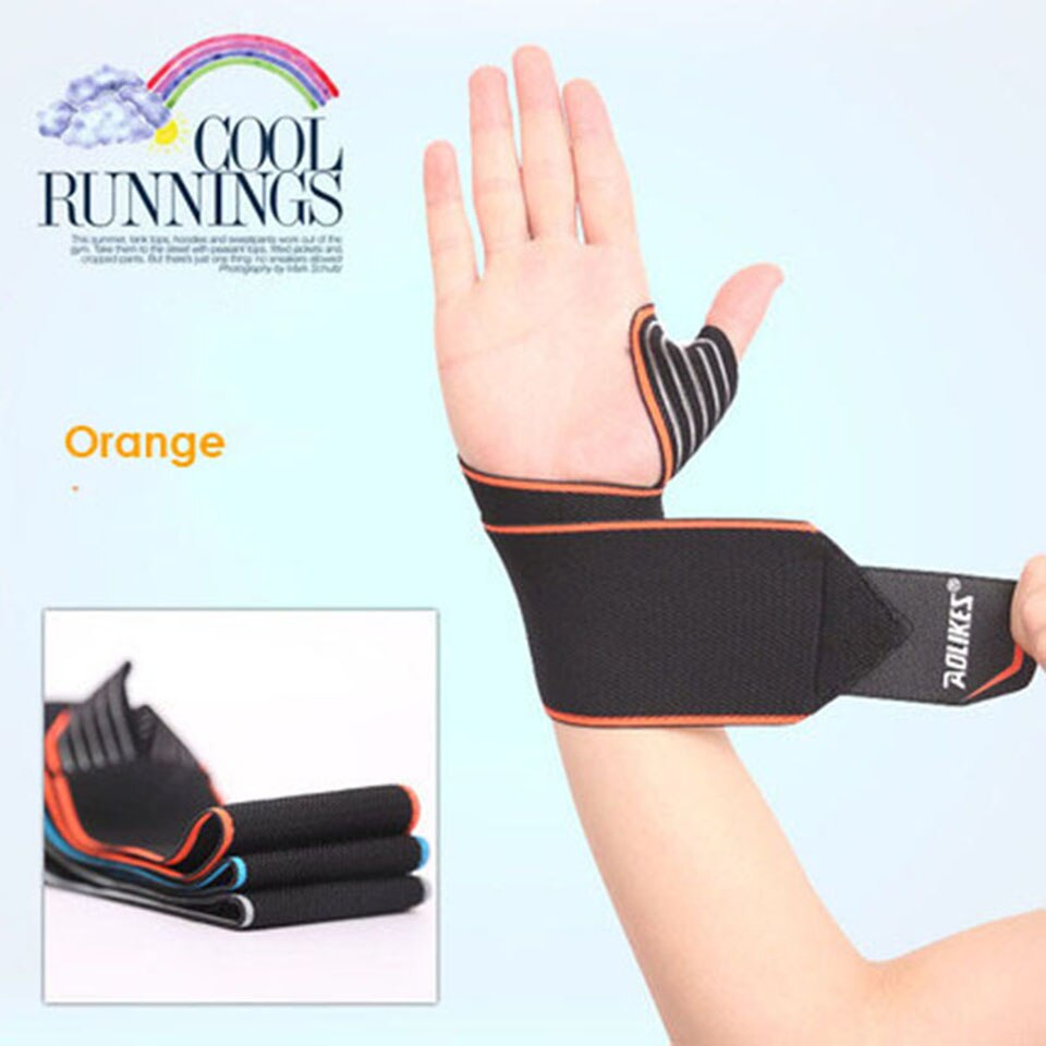 Aolikes 1Pcs Sport Pols Bands Polssteun Band Wraps Hand Verstuiking Herstel Polsband Voor Fietsen Tennis Gym Accessoires: Orange