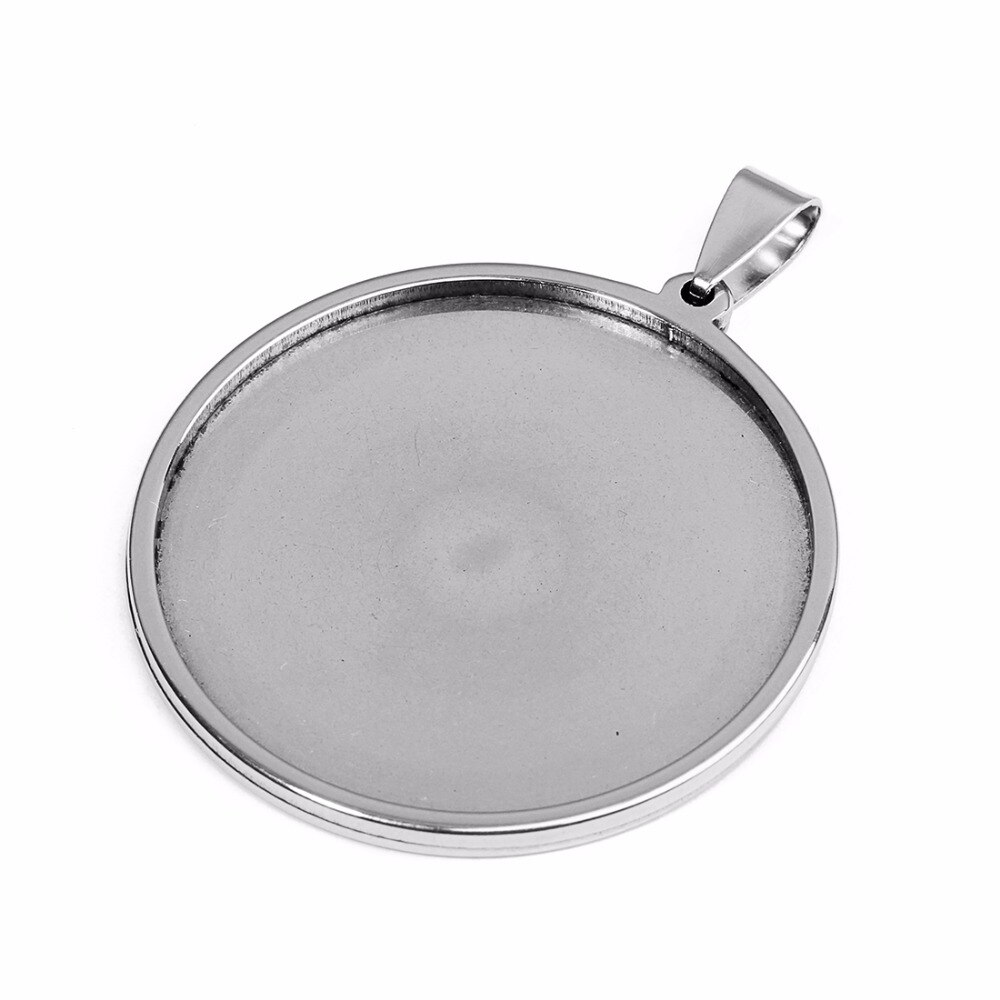 Cabujón con colgante de acero inoxidable, Base para camafeo, bandeja con bisel en blanco, suministros para joyería, , 20/35/40mm