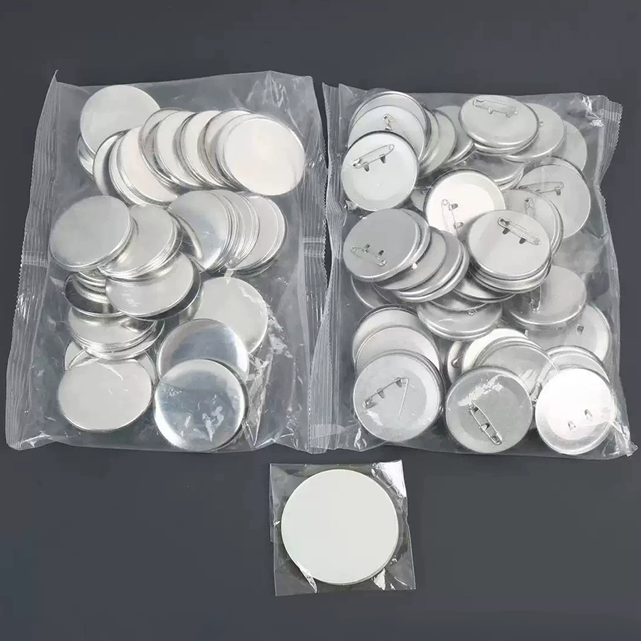 30/60 stuks glanzende, blanco blikken medailles met speld, handgemaakte doe-het-zelf decoratieve badges, 37mm ronde metalen button badge kits, knutselbenodigdheden
