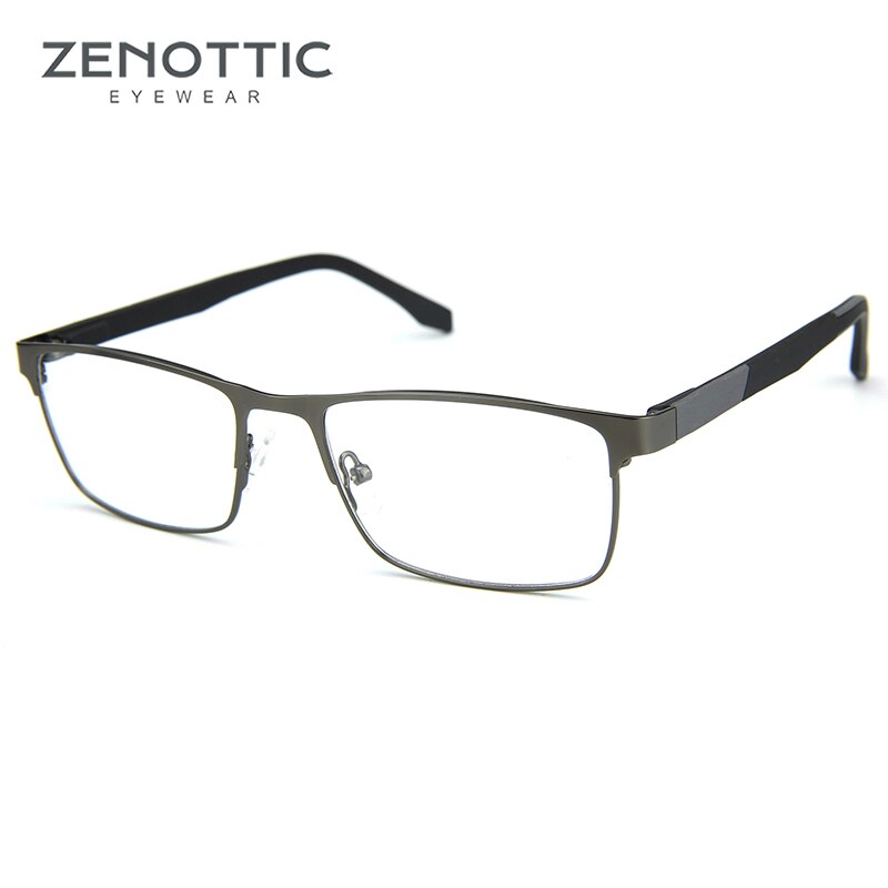 Zenottic heren titanium legering brilmontuur heren vierkant ultralicht bijziendheid sterkte anti blauw licht computerbril: Geweer