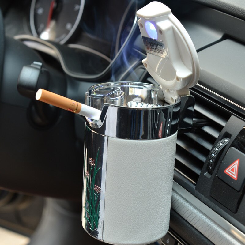 CA08 Auto Asbak Koolstofvezel Auto Asbak met Licht Auto Asbak LED Verlichting Auto Levert