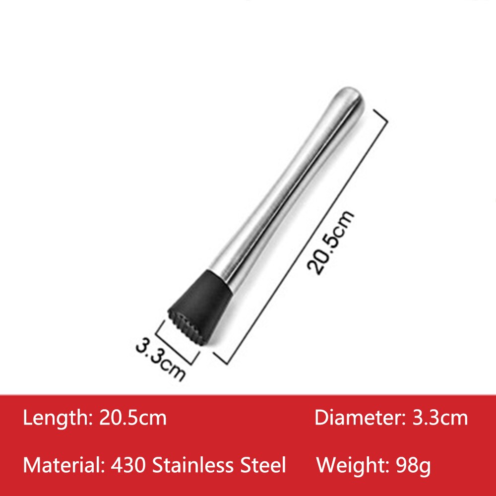 Stainless Steel Wine Mixing Stick Cocktail Muddler Shaker With Crushing Hammer DIY Drink Fruit Muddler Crushed Ice Barware Tool: 20.5cm