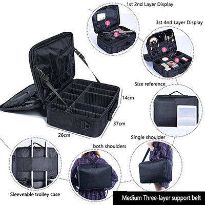 Estuche para brochas de Maquillaje, bolsas de Maquillaje, Maleta de Maquillaje completa, Maleta de tocador para mujer, Caja de almacenamiento de herramientas para uñas y cosméticos: Azul cielo