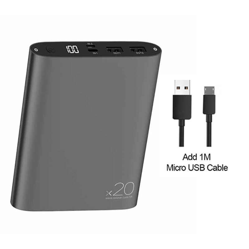 Solove Power Bank 20000mAh przenośna ładowarka Quick Charge mini powerbank na iOS telefon z systemem Android: Black Add MicroUSB