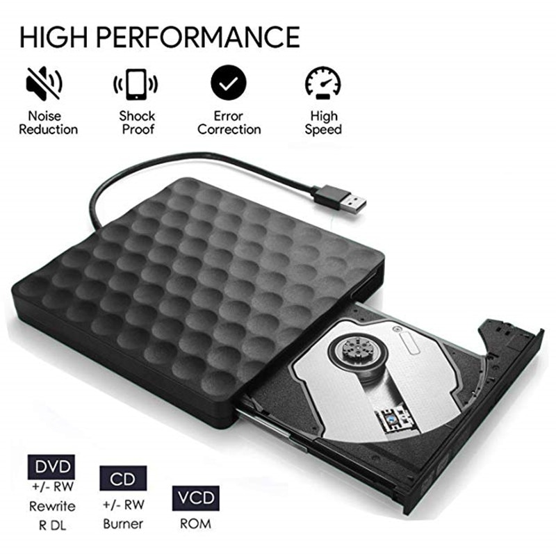 Yiyayo usb 3.0 externe dvd-drive cd-romspeler dvd-rw-brander schrijver optische drive voor hp laptop computer pc macbook windows 10