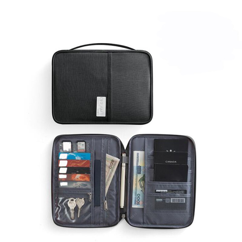 LKEEP Brand Passport Covers Holder Card Package Credit Card Holder Wallet Organizer Travel accessories Document bag cardholder: black L