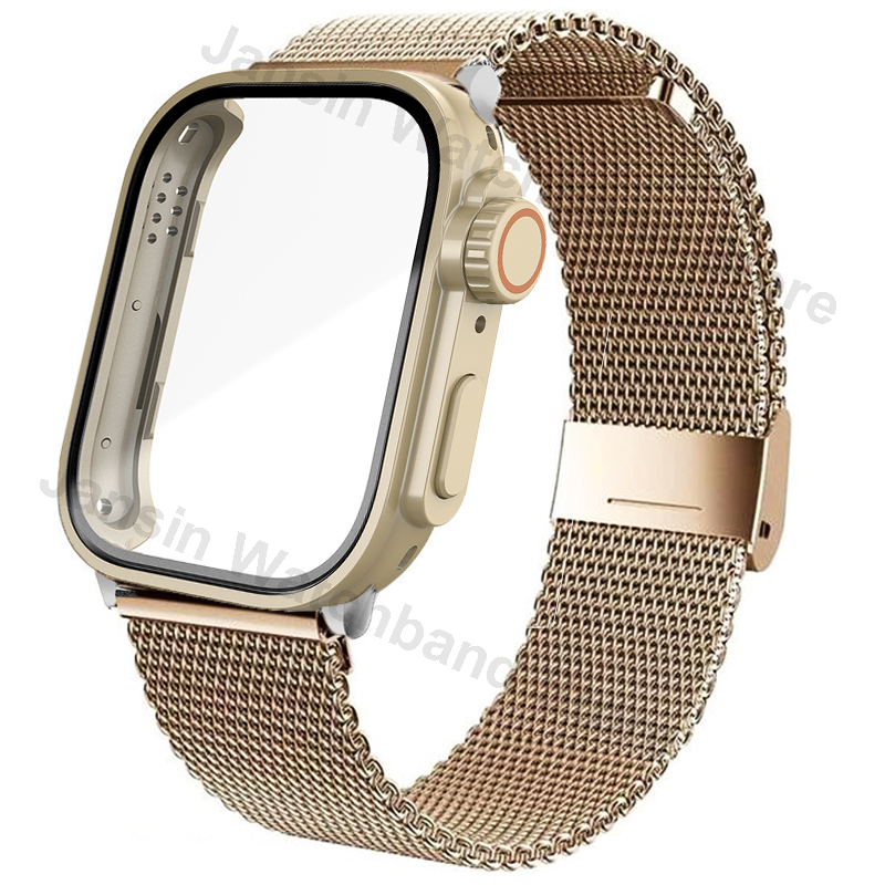 Case+Stainless Steel Band for Huawei Watch Fit 3 Strap Case Correa Milanese Bracelet for Huawei Fit3 Metal Wristband Accessories: Khaki