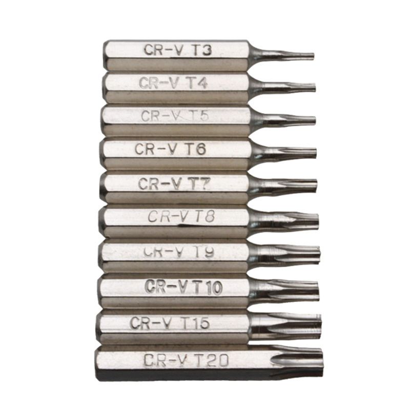 10 Uds CR-V Torx destornillador conjunto T3 T4 T5 T6 T7 T8 T9 T10 T15 T20 de reparación móvil poco flores de ciruelo reparación de la cabeza