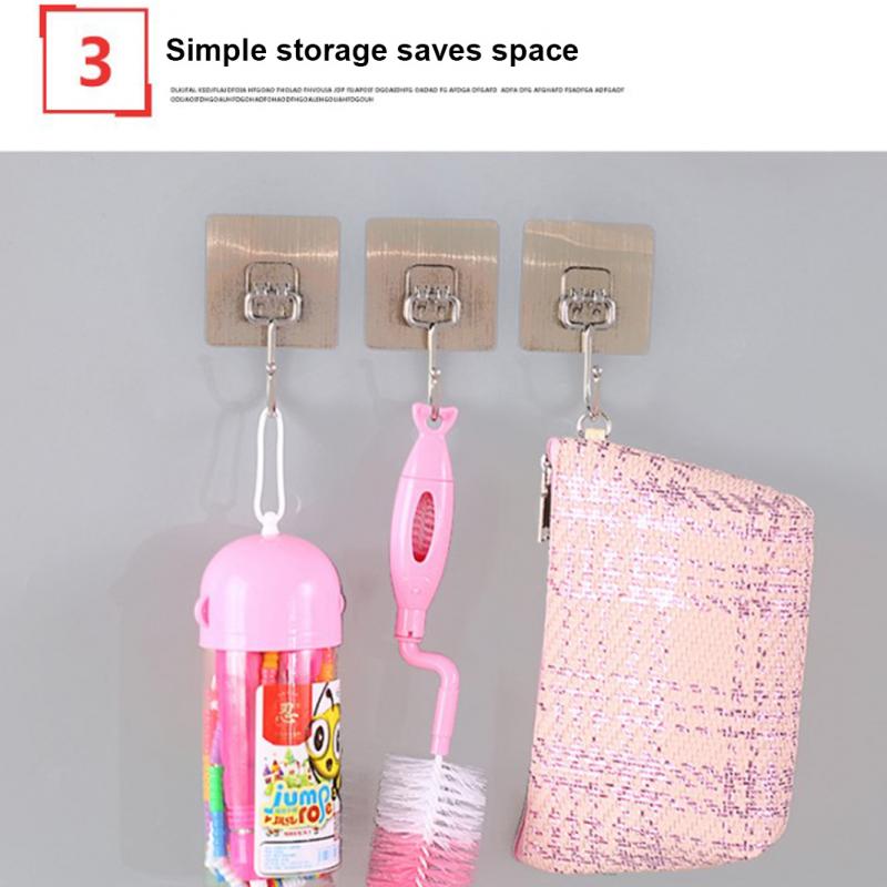 5Pcs Roestvrij Staal Grote Haken Non-marking Stickers Punch-Gratis Haak Sterke Haak Mulifunctional Haak Keuken badkamer Haak