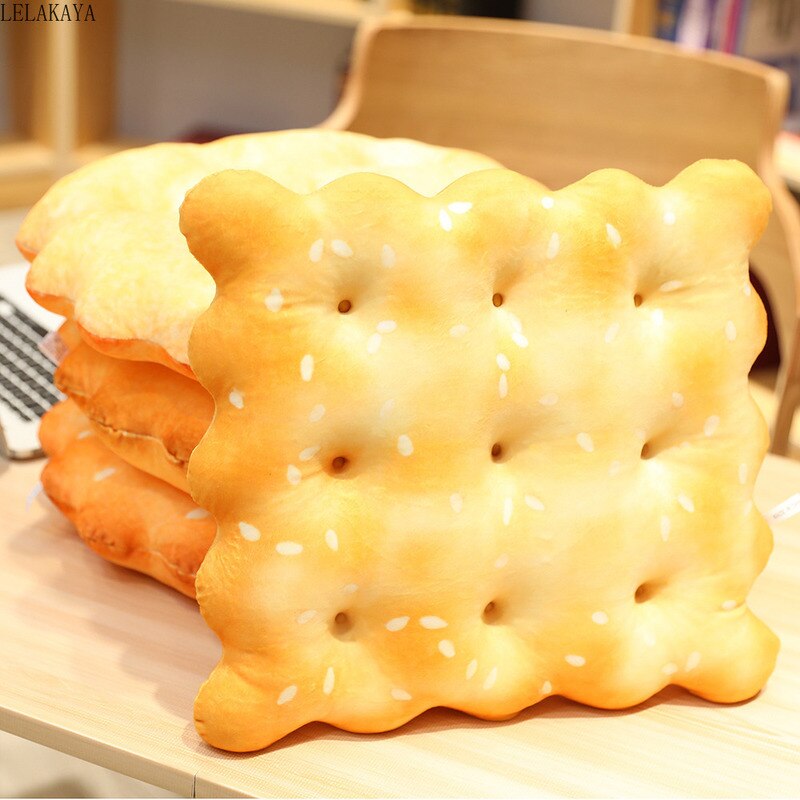 Nuovi biscotti creativi cuscino di peluche forma rotonda quadrato sesamo biscotto semplice cibo realistico spuntino sedile sedia cuscino giocattoli di simulazione