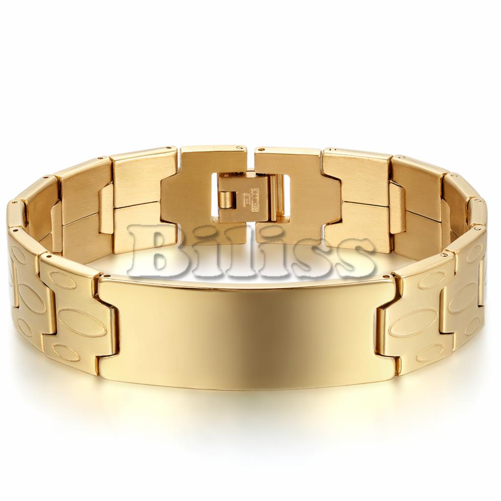 Herrenschmuck, schlichtes, elegantes herren-Ich würde-Armbinde, silberfarben, goldfarben, edelstahl, 16mm zoll breit, pulseras hombre , 8.1 zoll