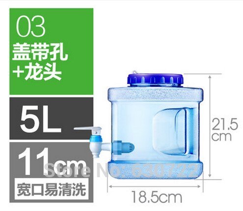 5l firkantet flaske mineralvandspand rene spande aftagelig drikkemaskine tønder dække med huller + vandhane 18.5 x 21.5cm