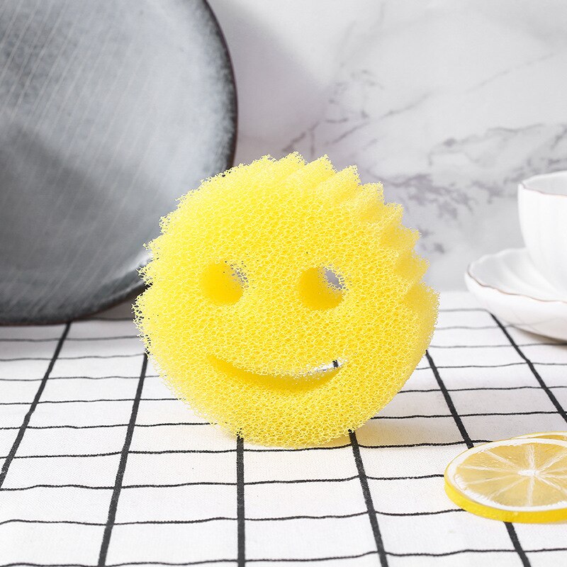 Brosse éponge magique Smiley, lave-vaisselle, , outils de nettoyage pour la cuisine et la maison, tampon à récurer puissant,: D