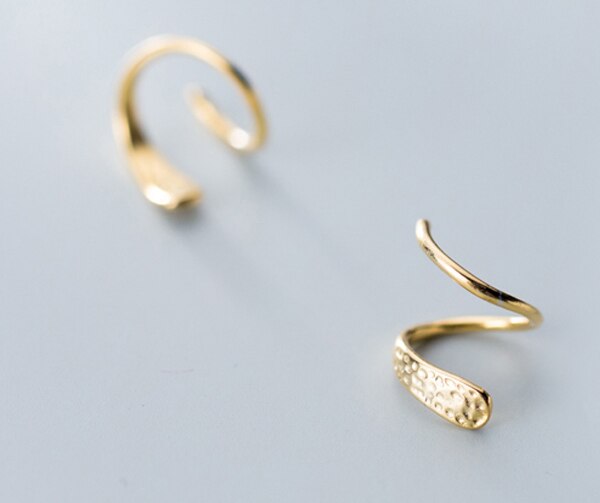 MloveAcc 100% 925 Sterling Silver Women Spiral Snakelike Ear Bones Ear Buckle Ring Mini Double Ring Earrings Jewelry: A Gold Color