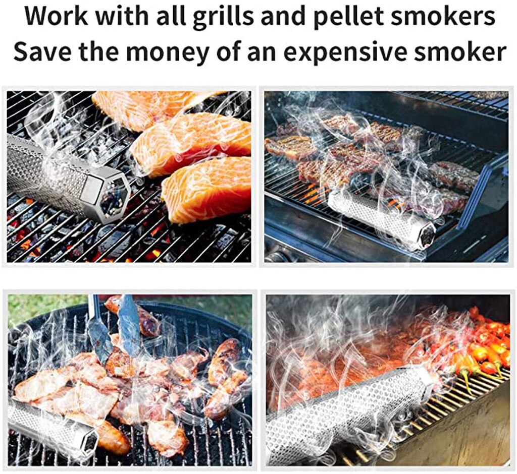 12'' Hexagon BBQ Wood Pellet Tube Smoker Portable barbecue smoke generator Outdoor Cooking BBQ Tools Accessories