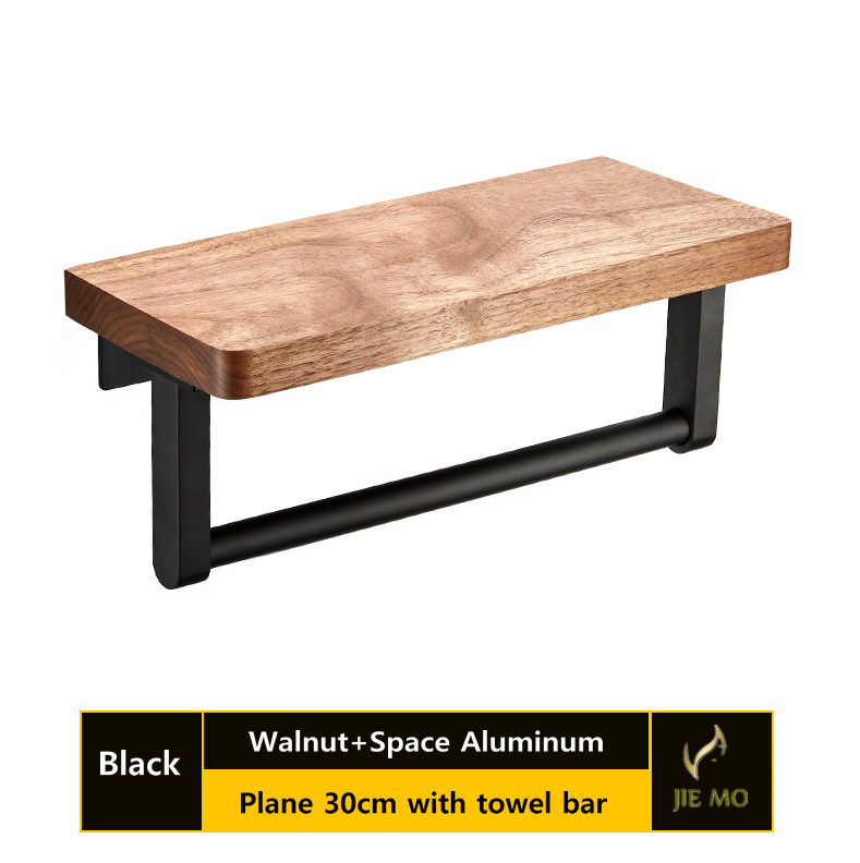 Bathroom Walnut rack the wall hanging storage shelf wood storage shelf: Clear