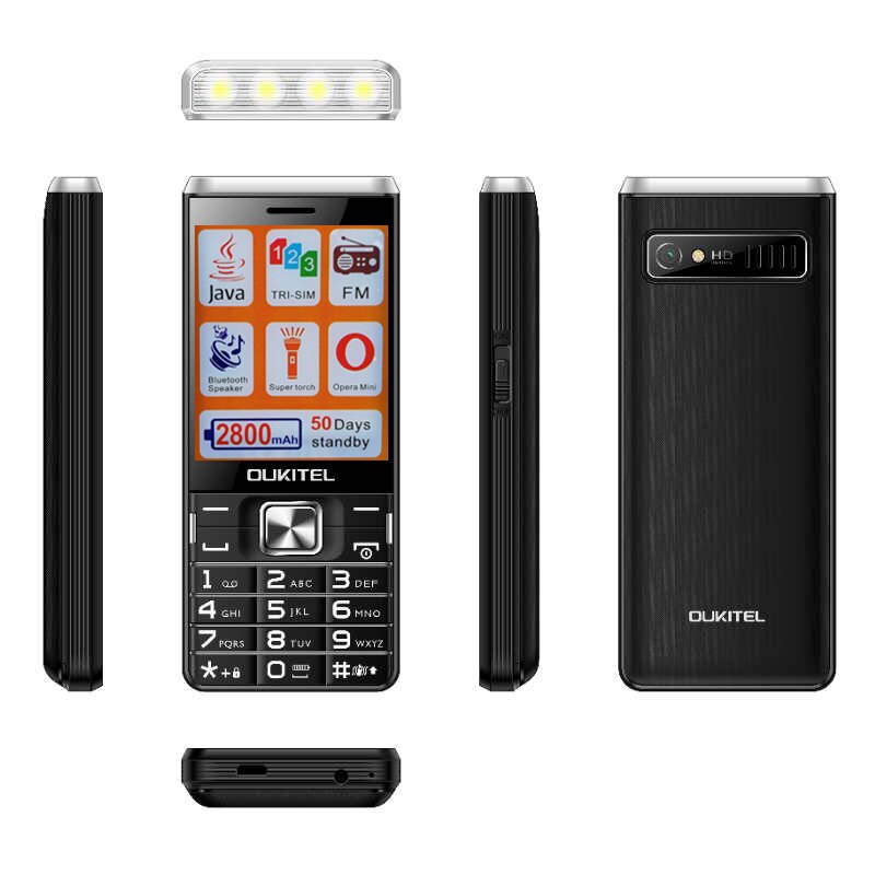 Oukitel L2801 telefon komórkowy 2.8 cala 2800mAh potrójna karta SIM starszy starszy mobilny aparat telefoniczny muzyka Bluetooth Java odtwarzacz MP3 latarka