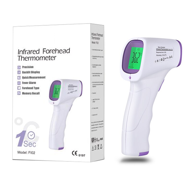 Termómetro digital infrarrojo para la frente, medidor de temperatura sin contacto con pantalla lcd para la temperatura de la frente, para la leche y el bebé, medidor electrónico de agua para la cocina: Purple(Model FI02)