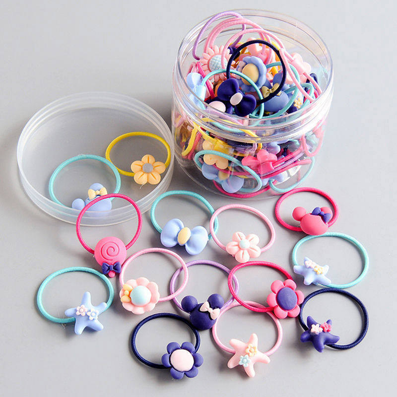 40 Stks/set Cartoon Baby Elastische Haarbanden Bloem Vruchten Kinderen Elastiekjes Zoete Prinses Kinderen Baby Meisjes Paardenstaart Houder: mix 40pcs